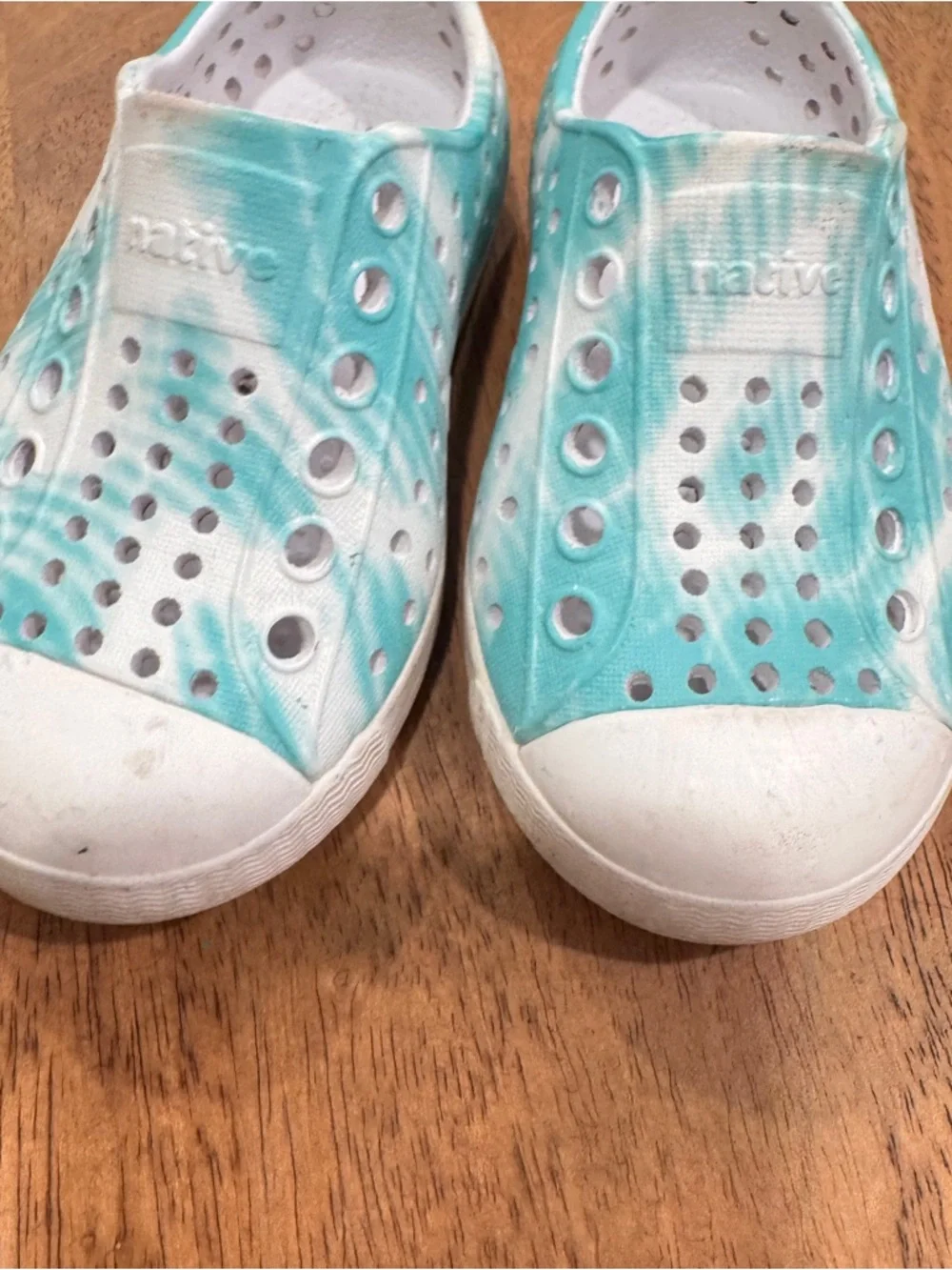 Native Blue White Tie Dye Kids 5 Shoes Slip-On Casual Summer Spring